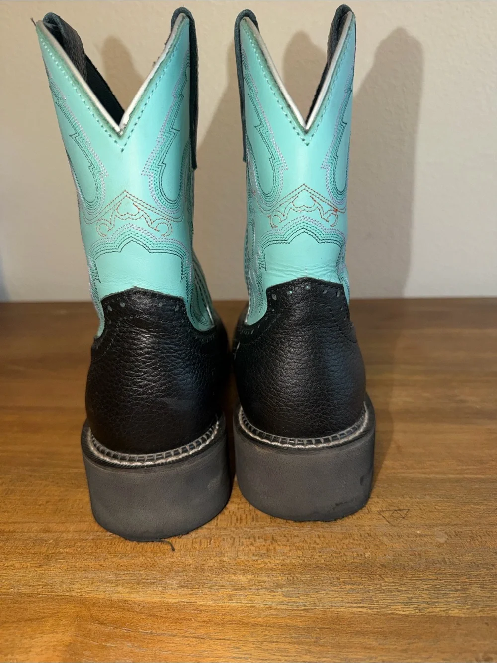 Justin Boots Black and Turquoise Western Boot